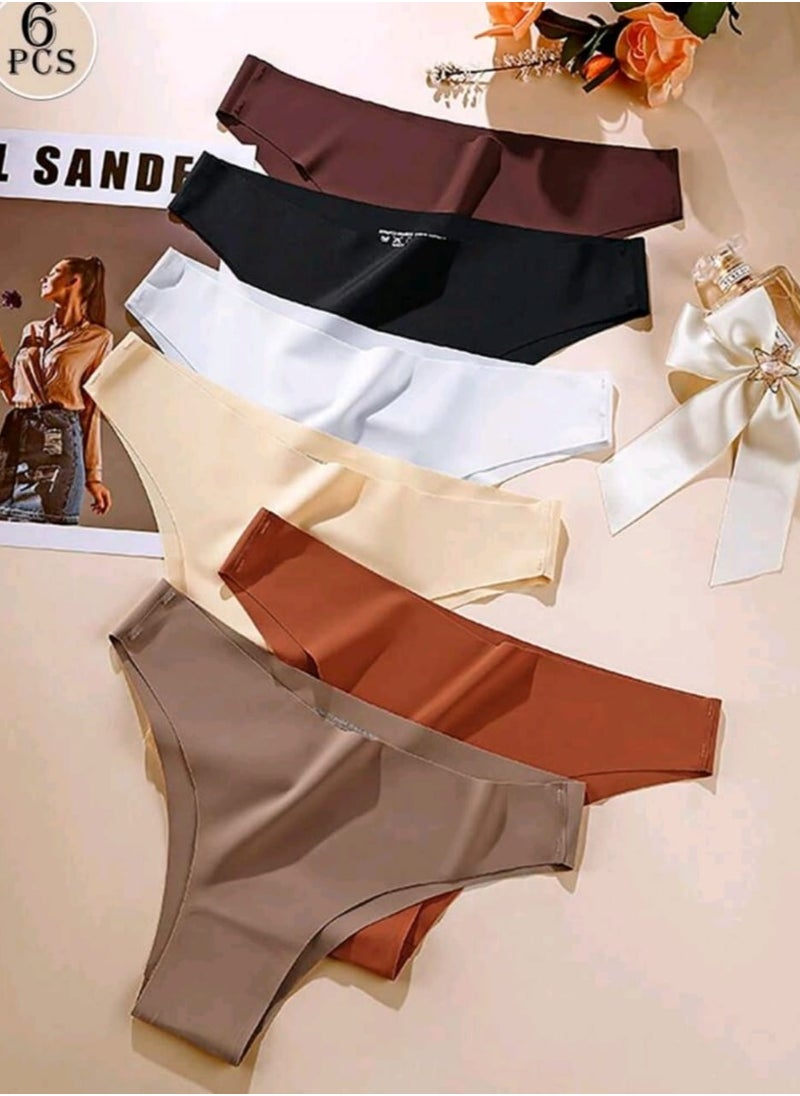 Shein - 6 Pieces Of Seamless Fitness Women's Underwear Breathable  Crotch Ice Silk Exercise Yoga European And American Style  Bikini Briefs Women Feel Comfortable Seamless Cool Feeling Women's Underwear A Piece Of French Pastoral Sweet Wind Triangle Underwear Women Thin - Image 1