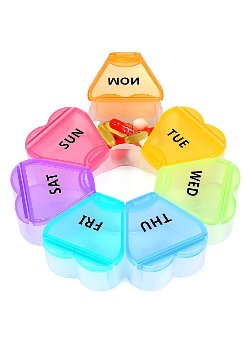 Zikra Large Weekly Pill Organizer, Pill Box, Reusable Pill Case, Travel Pill Organizer, 7 Day Portable Pill Box Case for Vitamin, Cod Liver Oil, Pills, Supplements, Petal Box Round 7-cell Box - Image 1
