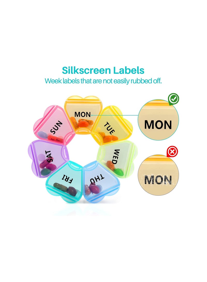 Zikra Large Weekly Pill Organizer, Pill Box, Reusable Pill Case, Travel Pill Organizer, 7 Day Portable Pill Box Case for Vitamin, Cod Liver Oil, Pills, Supplements, Petal Box Round 7-cell Box - Image 4