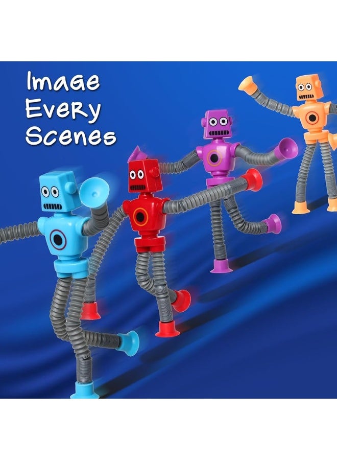 SYSAMA 4 Pcs Telescopic Suction Cup Robot Toy Coolest Pop Tubes Sensory Toys for Toddlers Educational Fidget Toys Robot Party Favors for Anxiety Kids for 39 Year Old Boys Girls - Image 4