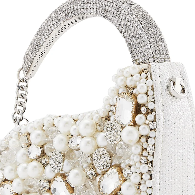 Anaar Anaar Bosslady Annette Clutch – Pearl & Stone Embellished Georgette Shimmer Handbag