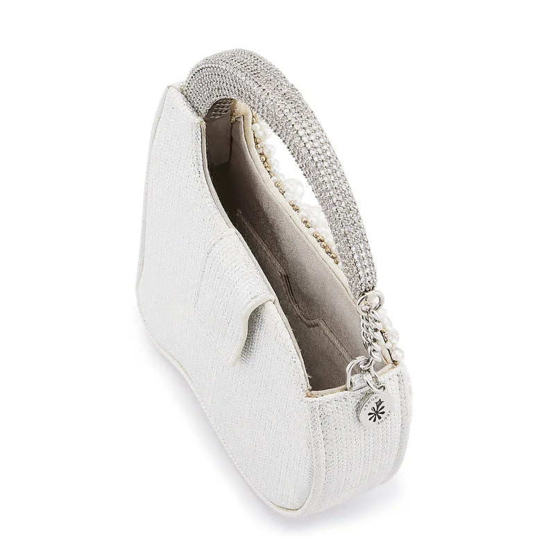 Anaar Anaar Bosslady Annette Clutch – Pearl & Stone Embellished Georgette Shimmer Handbag