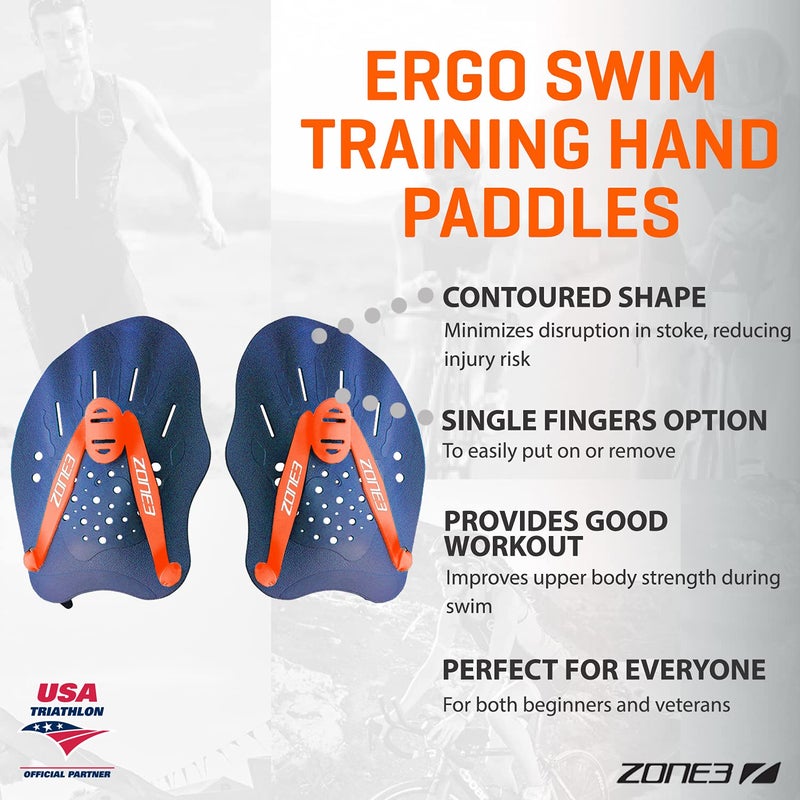 Zone3 Ergo Swim Training Hand Paddles (Blue/Orange) - Image 3