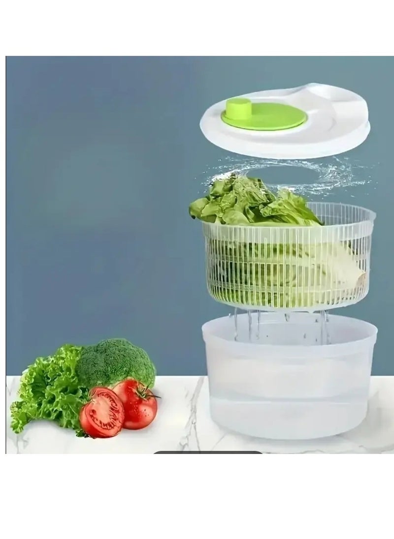 Generic Multi-Functional Salad Spinner, Vegetable and Fruit Dryer, Colander Basket, and Drainer, 3 Liter Capacity, Plastic, No Power Required, Kitchen Tool for Healthy Meal Prep  - Image 1