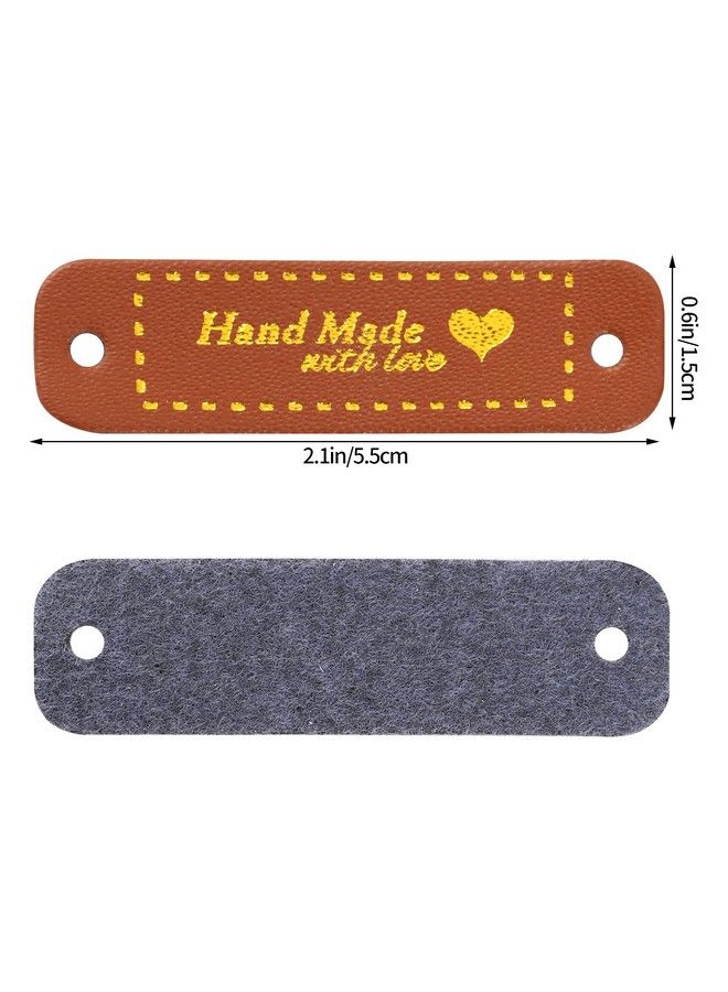 Nydotd 72 Pieces Handmade Pu Leather Tags Handmade With Love Labels Crochet Tags With Holes For Handmade Items Embellishment Knit Accessories Sew On Label For Crochet Knitting Hats Diy Craft Supplies - Image 3