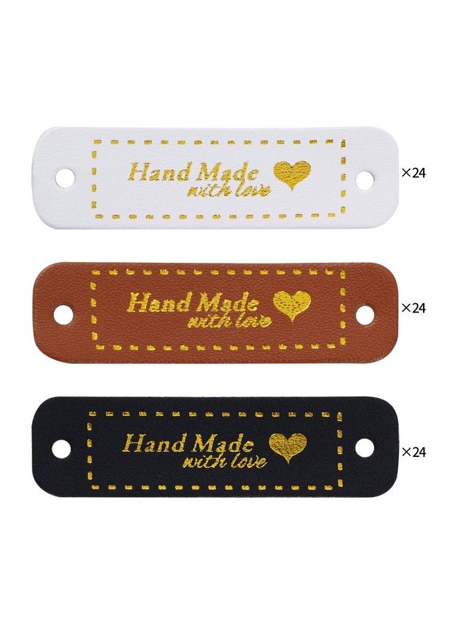 Nydotd 72 Pieces Handmade Pu Leather Tags Handmade With Love Labels Crochet Tags With Holes For Handmade Items Embellishment Knit Accessories Sew On Label For Crochet Knitting Hats Diy Craft Supplies - Image 4