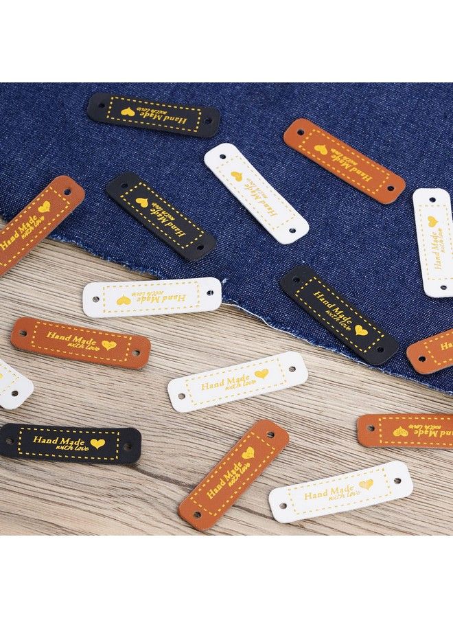 Nydotd 72 Pieces Handmade Pu Leather Tags Handmade With Love Labels Crochet Tags With Holes For Handmade Items Embellishment Knit Accessories Sew On Label For Crochet Knitting Hats Diy Craft Supplies - Image 5