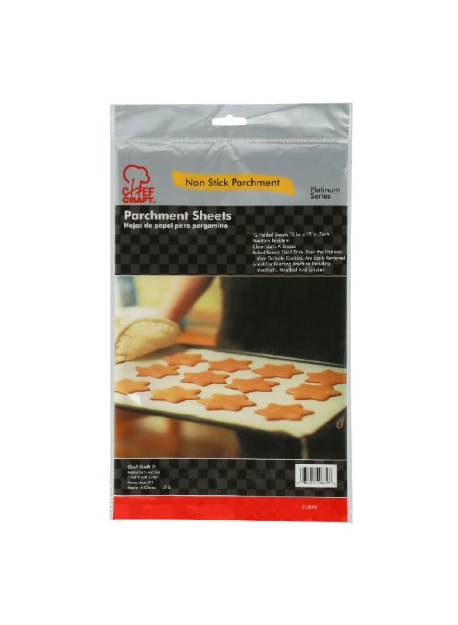 Chef Craft 12-Piece Platinum Series Non Stick Parchment Paper White 12 x 15 Inch 21879 - Image 1