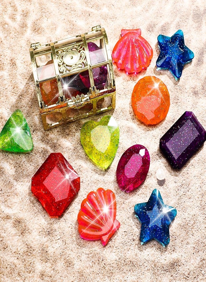 MARFOREVER 18 Pcs Big Diving Gem Pool Toys - 16 Colorful Sinking Diving Gems Underwater Crystals Swim Pool Toys with 2 Treasure Chest Pirate Boxes Acrylic Gemstones Set for Summer Party Favors - Image 5