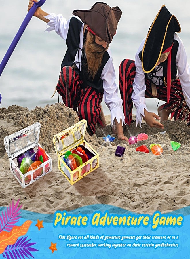 MARFOREVER 18 Pcs Big Diving Gem Pool Toys - 16 Colorful Sinking Diving Gems Underwater Crystals Swim Pool Toys with 2 Treasure Chest Pirate Boxes Acrylic Gemstones Set for Summer Party Favors - Image 3