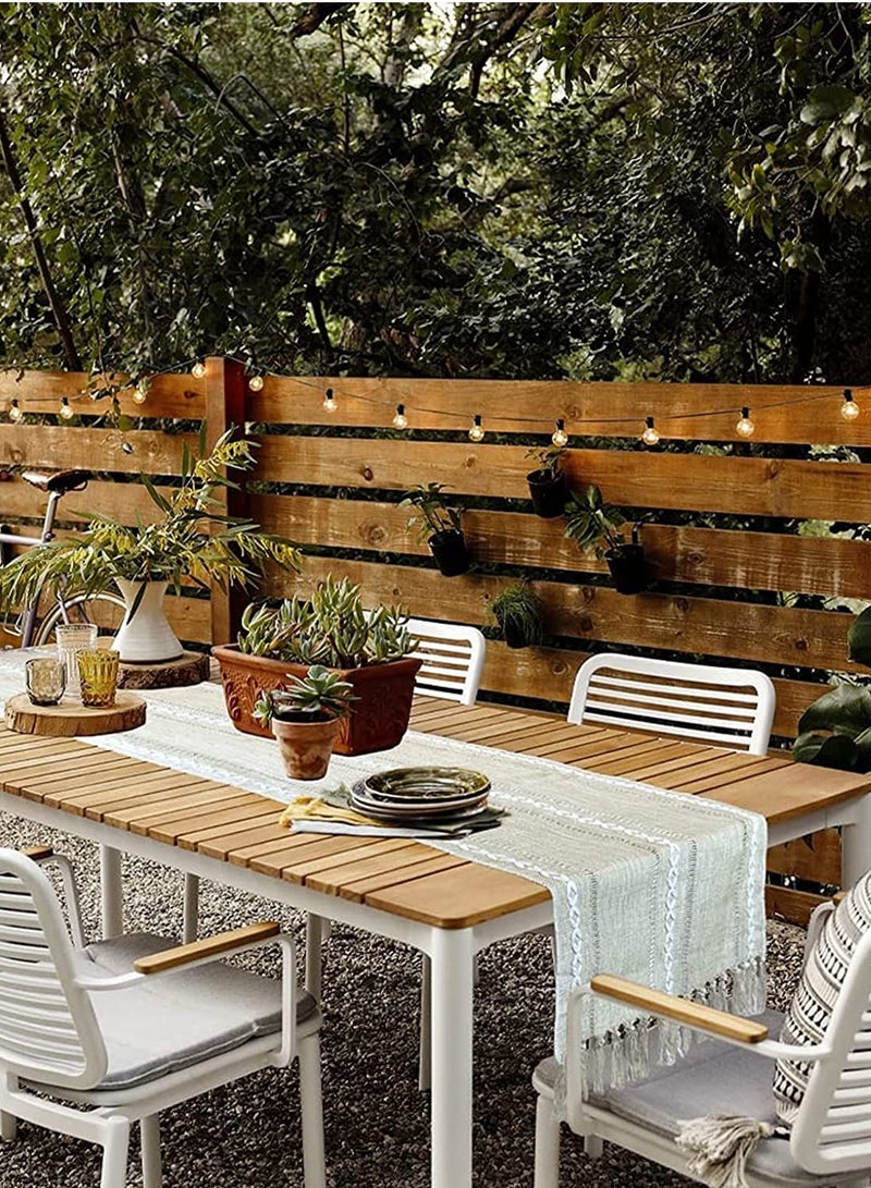 Zikra Braided Farmhouse Table Runner Vintage Woven Table Runner Cotton Linen Table Decorations with Tassel for Dining Party Holiday for Home Bedroom Rustic Wedding Party Coffee Dining 13 x 70 Inches - Image 3