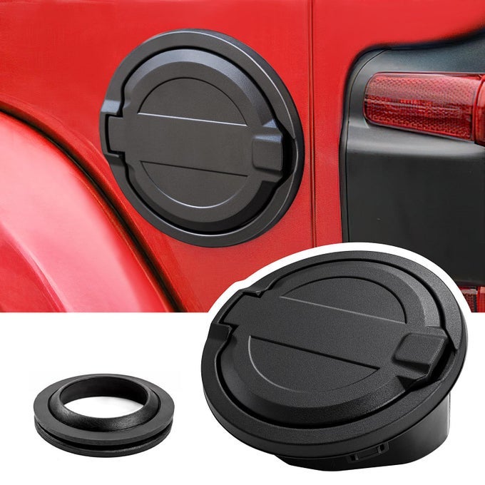 Gas Cap Cover Fuel Tank Door For 20182023 2024 Jeep Wrangler Jl Jlu 24 Door Abs Aluminum Alloy Construction Black
