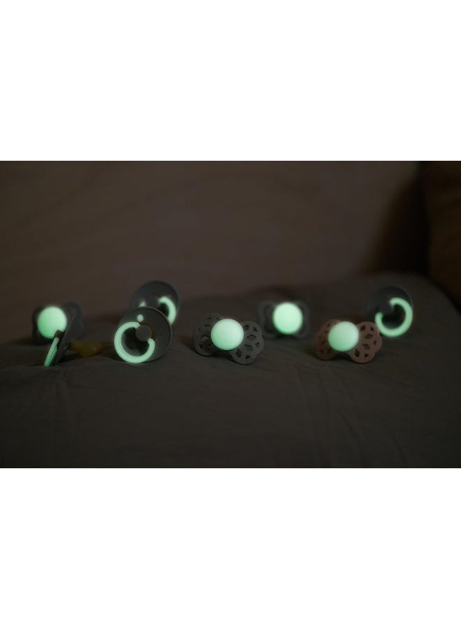 BIBS Colour Night Glow in The Dark Soother 2-Pack, BPA Free Dummy Pacifier, Round Natural Rubber Latex, Made in Denmark, Size 3 (18+ Months), Sage Glow - Image 5