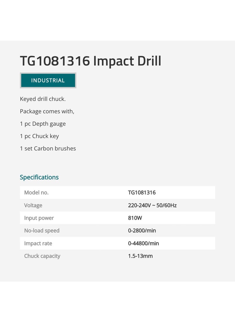 TOTAL TOTAL Impact Drill 810W TG1081316  - Image 3