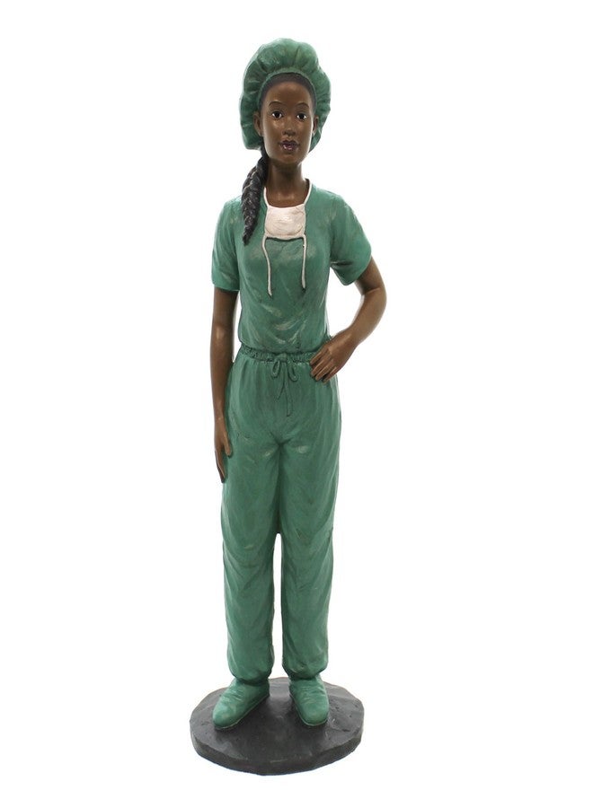 Ebony Treasures Professional Female Nurse in Scrubs Figurine, 8.5" Tall - Image 1