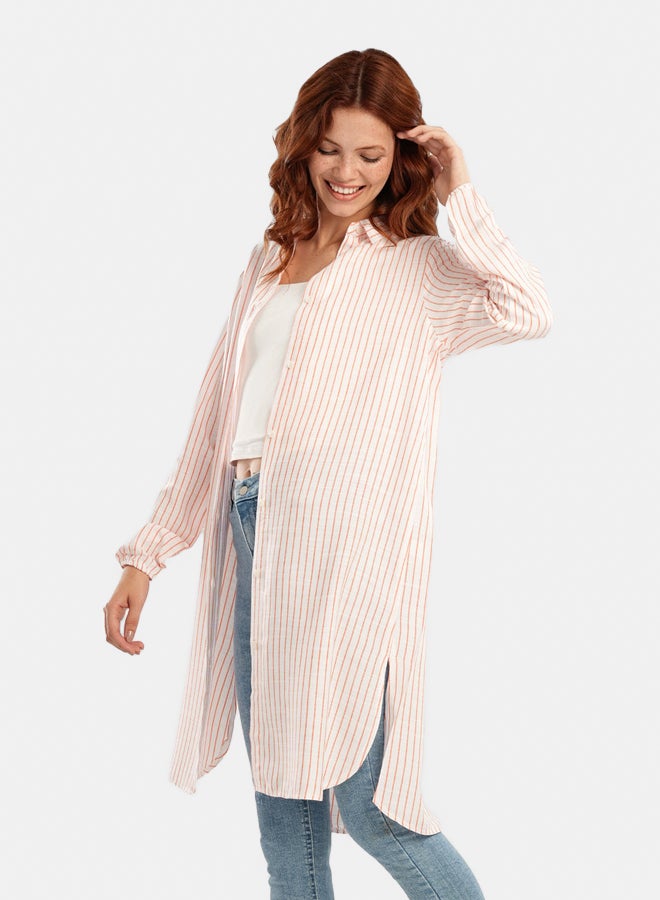 Carina Striped Short Shirt Dress  - Image 1