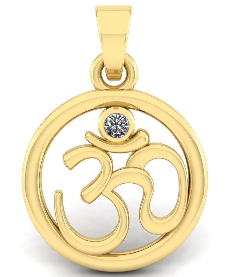 LMDPRAJAPATIS Om God Religious Pendant Gold Plated American Diamond For Men And Women's - Image 1