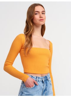Dilvin 3700 Ribbed Long Sleeve Top-Orange  - Image 1