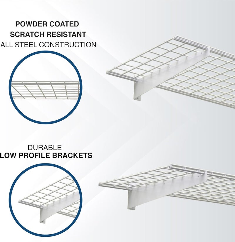 HyLoft 00967 2-Pack Heavy Duty Steel Garage Shelving, 45”x 15” Wall Mounted Shelve,Max Shelf Load 200 Pounds, White Powder Coated - Image 4