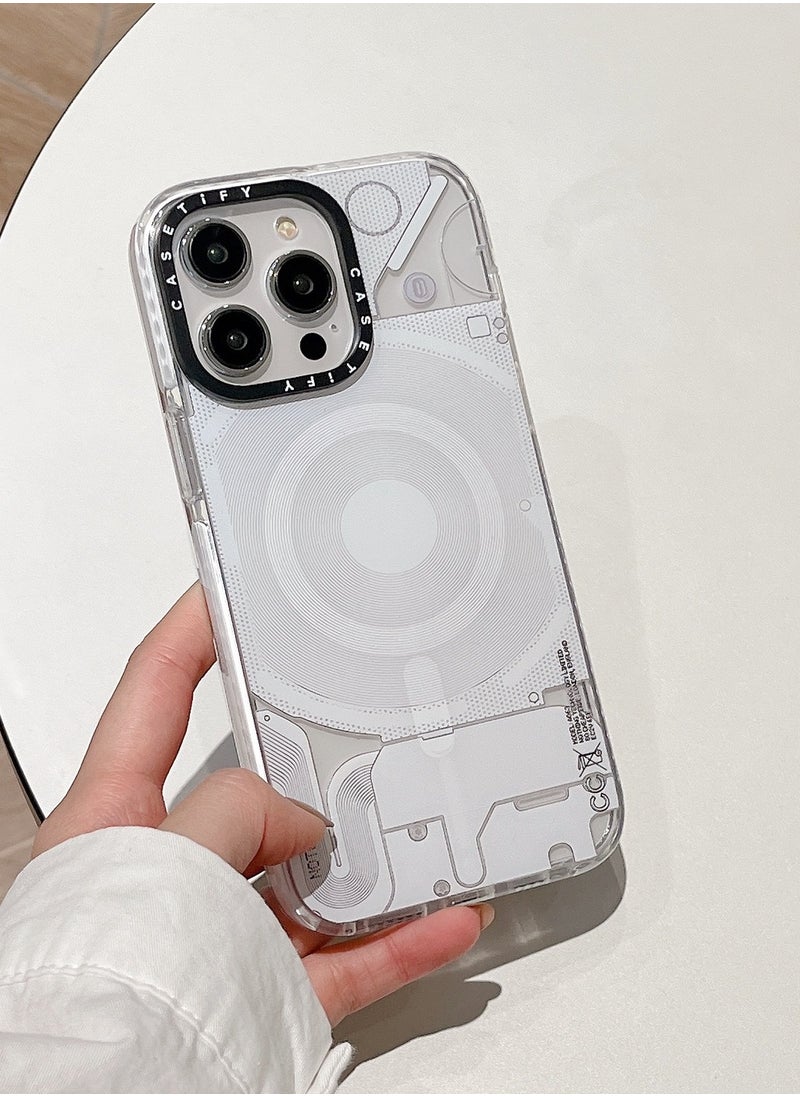 For iPhone 15 Pro Max Case Magnetic Adsorption Phone Case - White