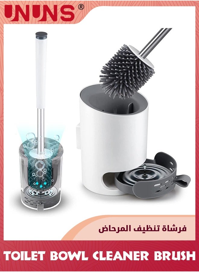 UNUNS Toilet Brush And Holder Set,Toilet Bowl Brush And Holder For Bathroom Organization,Soft Bristle Silicone Toilet Brush Wall Mounted And Floor Standing,Toilet Bowl Cleaner Brush With Tweezer  - Image 1