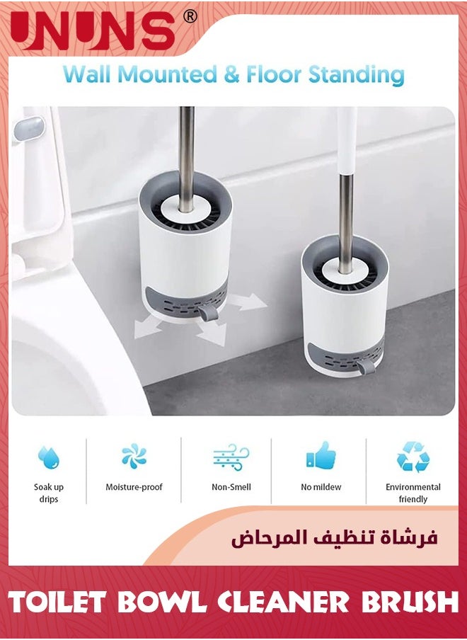 UNUNS Toilet Brush And Holder Set,Toilet Bowl Brush And Holder For Bathroom Organization,Soft Bristle Silicone Toilet Brush Wall Mounted And Floor Standing,Toilet Bowl Cleaner Brush With Tweezer  - Image 4