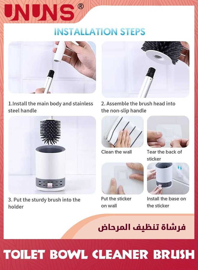 Toilet Brush And Holder Set,Toilet Bowl Brush And Holder For Bathroom Organization,Soft Bristle Silicone Toilet Brush Wall Mounted And Floor Standing,Toilet Bowl Cleaner Brush With Tweezer