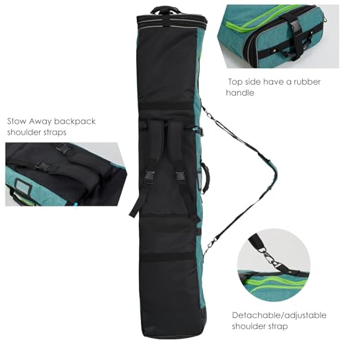 XCMAN Padded Snowboard Bag Expandable Snowboard Bag for Air Travel Adjustable Ski Bag Length 63-75In - Image 2