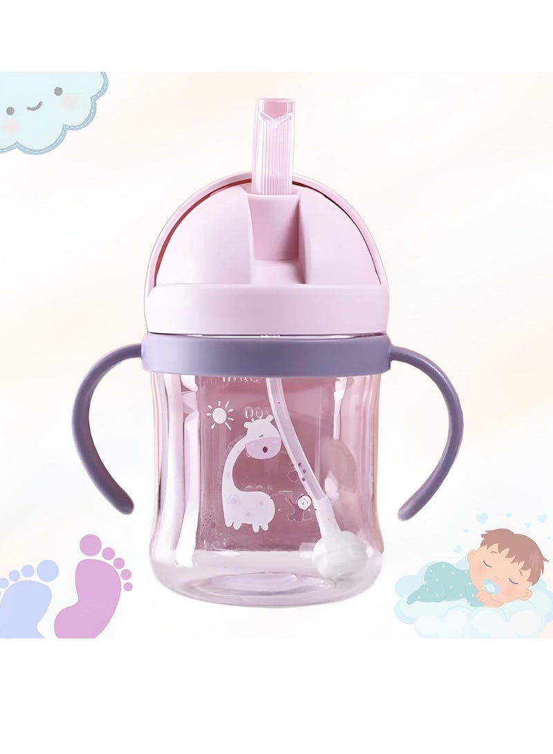 Gonice Sippy Cup with Straw, 250 ml, No Spill, Anti-Colic with Gravity Ball. (Pink) - Image 1