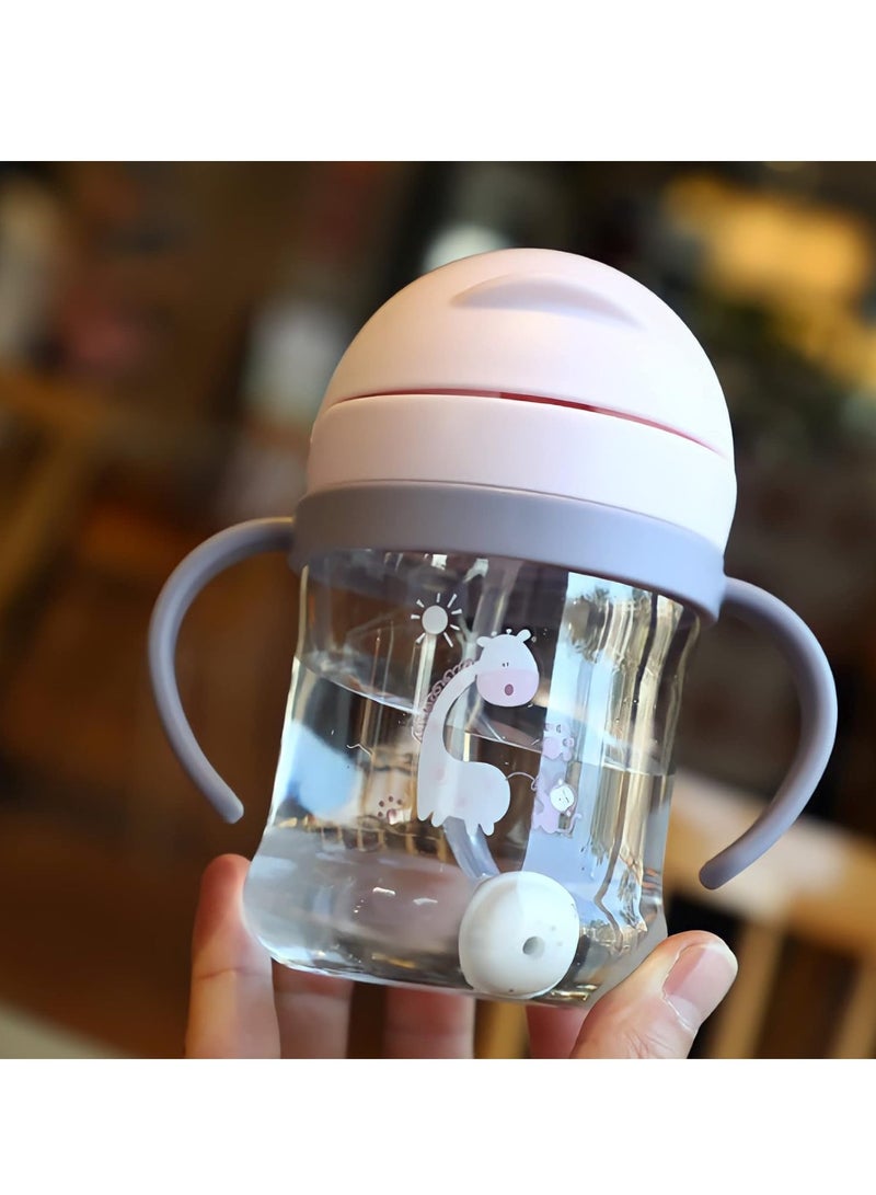 Gonice Sippy Cup with Straw, 250 ml, No Spill, Anti-Colic with Gravity Ball. (Pink) - Image 2