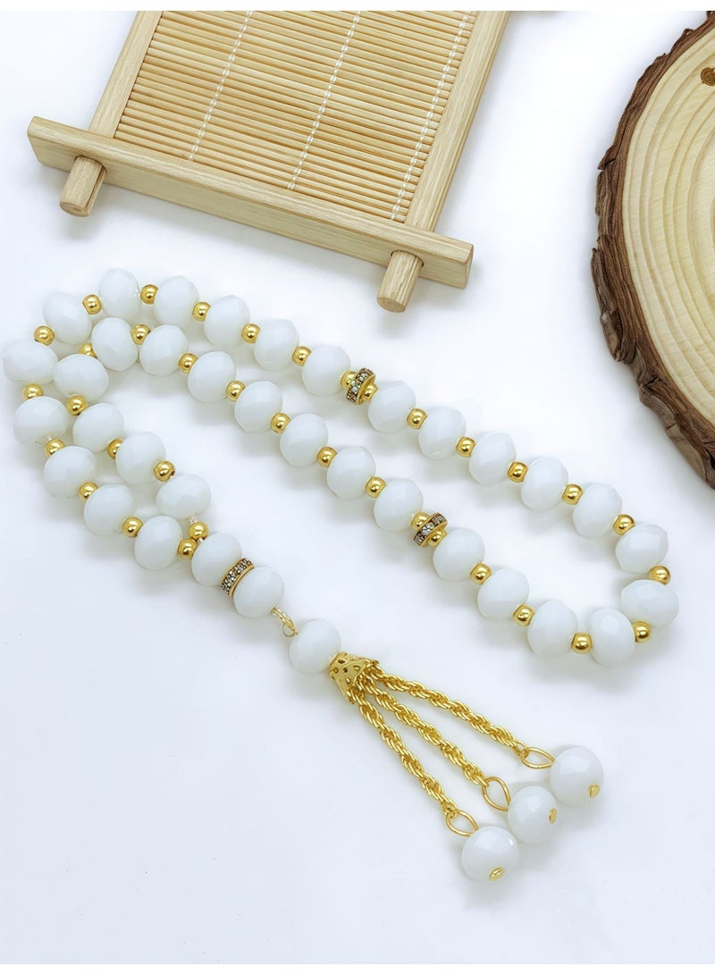 NIBEMINENT 33 Muslim Prayer Beads White/10mm 