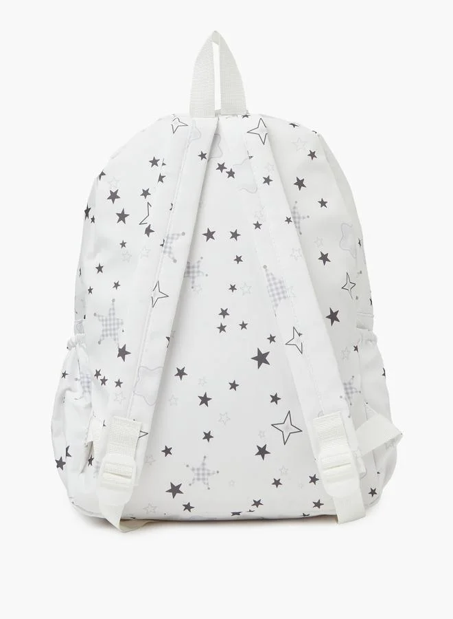 Styli Girls White Star Print Casual Backpack