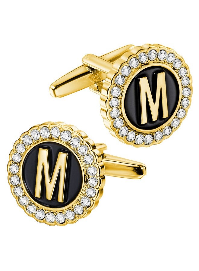 HAWSON A-Z Initial Cufflinks For Men And Women With Clear Crystal, Silver Color Rasied Letter A-Z Cuff Links For French Shirt, Gift For Normal And Business Wearing, Metal, Not Known - Image 1