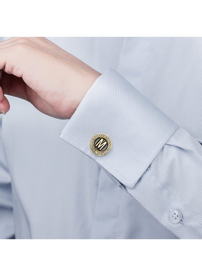 HAWSON A-Z Initial Cufflinks For Men And Women With Clear Crystal, Silver Color Rasied Letter A-Z Cuff Links For French Shirt, Gift For Normal And Business Wearing, Metal, Not Known - Image 3