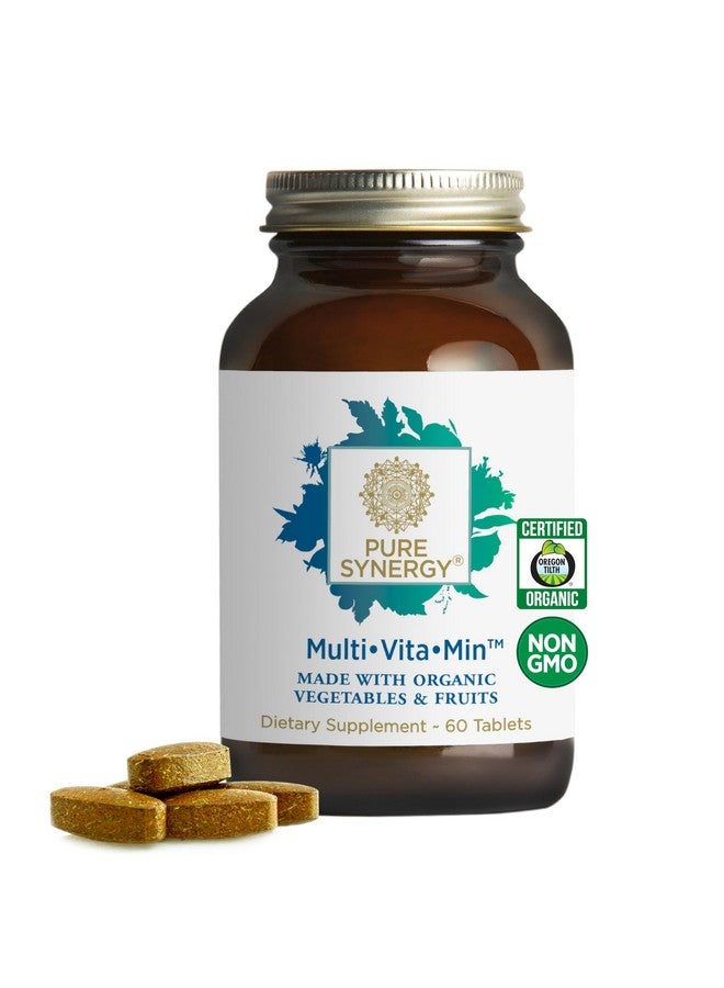 بيور سينرجي ملتي فيتامين مين | فيتامينات متعددة نباتية مصنوعة من أطعمة عضوية كاملة | مكمل غذائي مرتين يوميًا للرجال والنساء | عناصر غذائية أساسية للطاقة، وتحسين المزاج، والمناعة، وصحة العظام (60 قرصًا) - Image 1