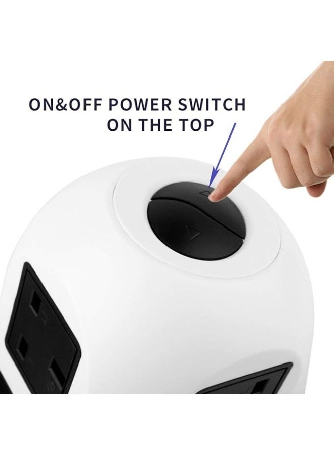 NAKXUS Socket box Tower Power Strip Vertical Smart Socket USB Outlets with Cable Vertical Multi-Socket - Image 3