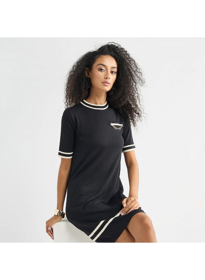Splash FAV Striped Trimmed Dress  - Image 1