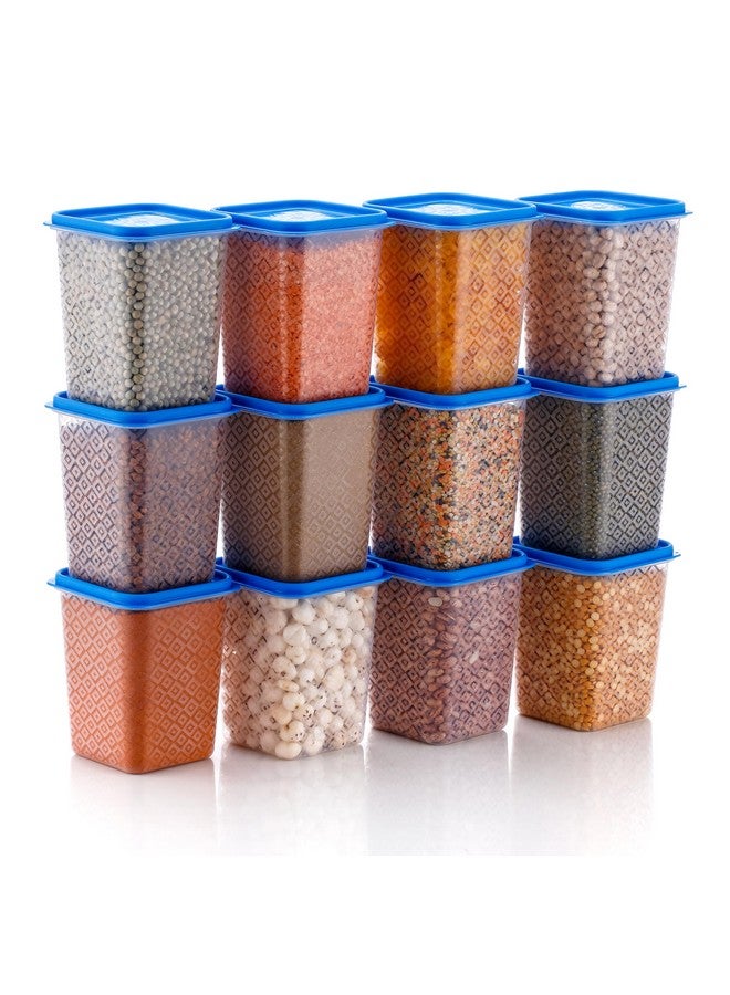HINDSTAR Multipurpose Plastic Storage Jars and Kitchen Mate Classic Containers | BPA-Free, Airtight Kitchen Container Set for Spices, Grains and More Items - Transparent (1000ML, Set of 12) - Image 1