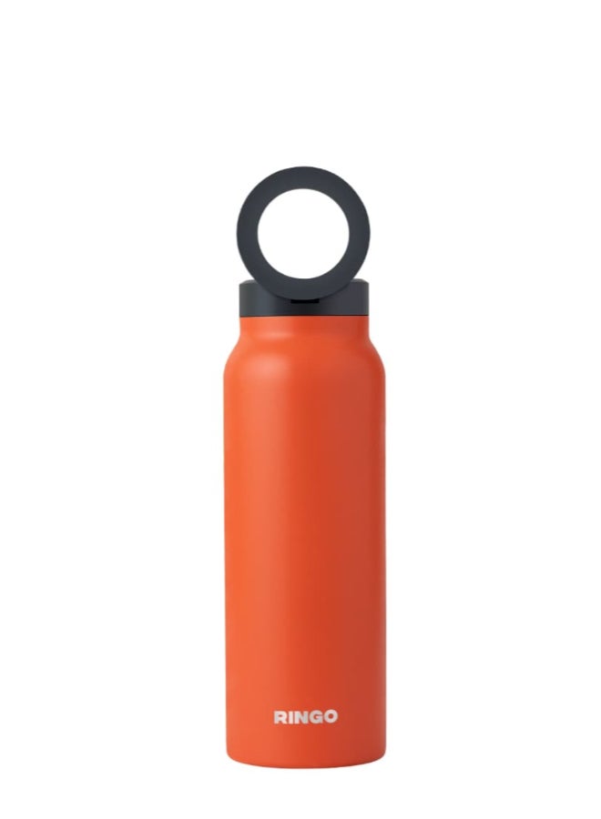 Ringo Water Bottle + Free Magnetic Booster Ring | Stainless Steel Hydration Bottle w/ Integrated MagSafe Phone Mount, 12Hrs Hot/24Hrs Cold, BPA-Free , Works w/ All Devices Android & iOS - Orange 24Oz  - Image 1