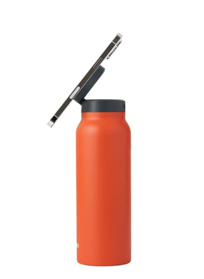 Ringo Water Bottle + Free Magnetic Booster Ring | Stainless Steel Hydration Bottle w/ Integrated MagSafe Phone Mount, 12Hrs Hot/24Hrs Cold, BPA-Free , Works w/ All Devices Android & iOS - Orange 24Oz  - Image 5