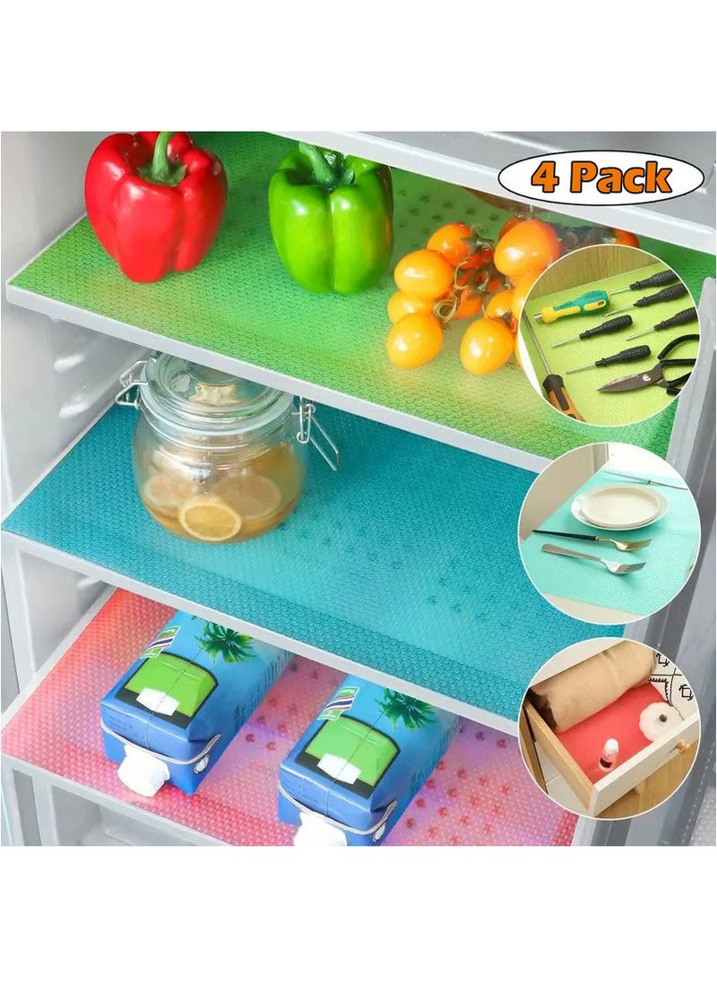 MODERN HOME 4 Pieces Refrigerator Liners for Shelves, Washable Refrigerator Mats, Kitchen Cover Pads for Shelves, Cupboard, Freezer, Table Mat And Cabinet  - Image 1
