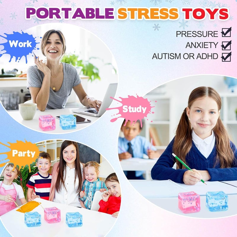 Chridark Ice Cube Fidget Toy for All Ages: 2 Pack Sensory Squishy Fidget Toys, Square Stress Balls, Classroom Prizes, Anxiety Relief Stress Cube Gift for Kids Teens  Adults - Image 5