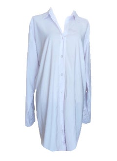 Women Buttoned long blouse white cotton shirt