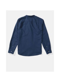 American Eagle AE Band Collar Linen Button-Up Shirt  - Image 3