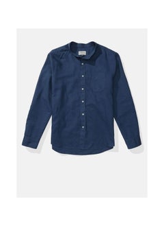 American Eagle AE Band Collar Linen Button-Up Shirt  - Image 2