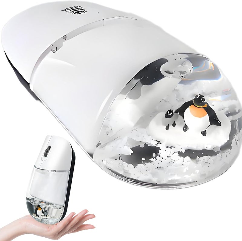 elec Space Cute Floating Animal Wireless Optical Mouse, Silent Design, 2.4G Stable Connection, Perfect for Office & Home Use, Ideal for Kids & Adults (Penguin-White) - Image 1