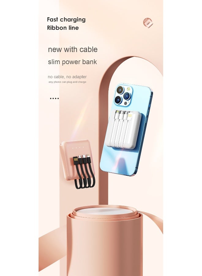 20000mAh Mini Power Bank with Built-in Cable, High Capacity Fast Charging Portable Charger - Image 3