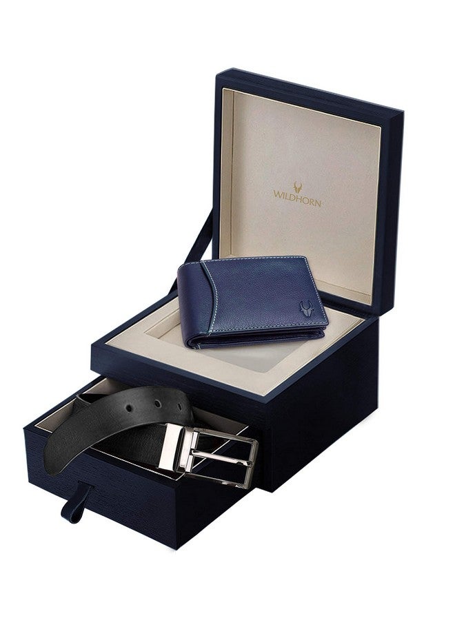 Wildhorn طقم هدايا وايلد هورن للرجال | مجموعة هدايا محفظة حزام جلدية | هدية لصديق، حبيب، زوج، أب، ابن، إلخ (أزرق جديد 2) - Image 1