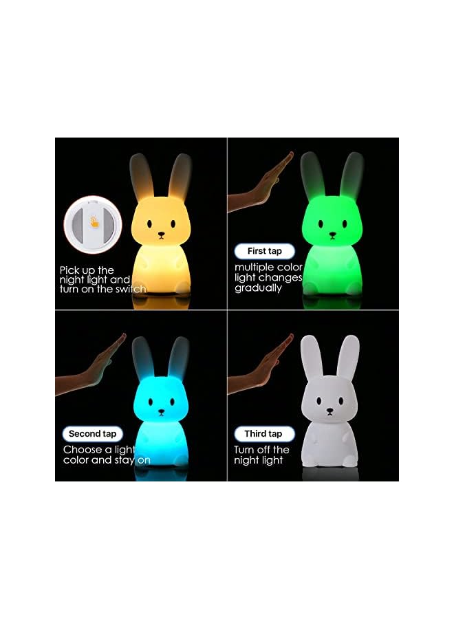 The Bros Night Light for Kids, Cute Bunny Night Light, 7 Colors Night Light for Kids Teens Room, Kawaii Room Decor, USB Rechargeable Silicone Bunny Cute Lamp with 3 Hours Timer, BPA Free - Image 5
