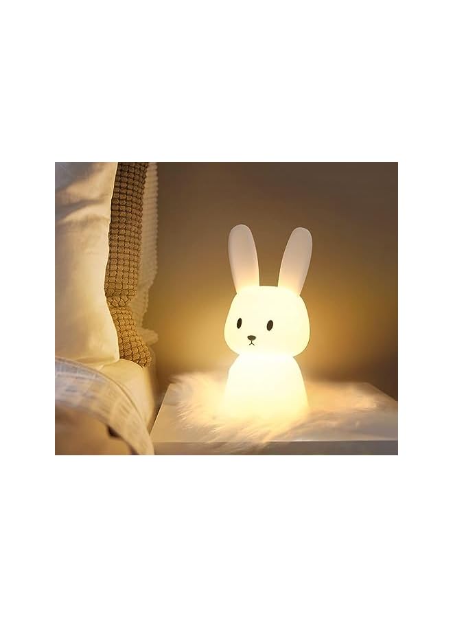 The Bros Night Light for Kids, Cute Bunny Night Light, 7 Colors Night Light for Kids Teens Room, Kawaii Room Decor, USB Rechargeable Silicone Bunny Cute Lamp with 3 Hours Timer, BPA Free - Image 2